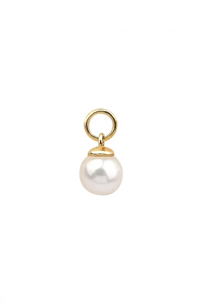 14 Real Solid Gold Minimalist Classic Vintage Dangle Boho Freshwater Pearl Hoop Earring Charm