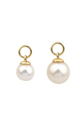 14 Real Solid Gold Minimalist Classic Vintage Dangle Boho Freshwater Pearl Hoop Earring Charm