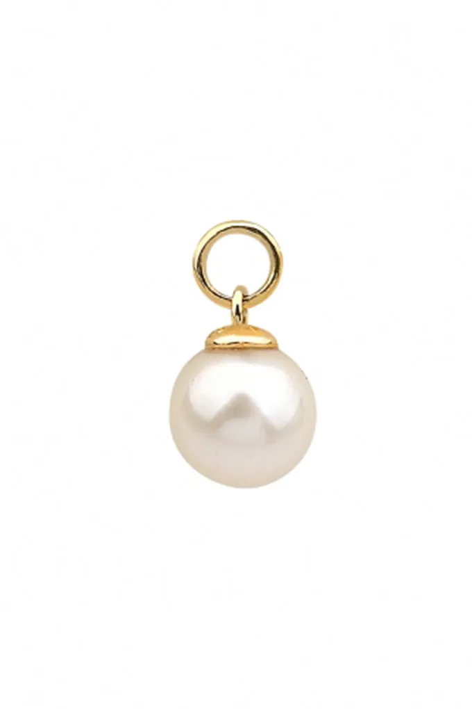 14 Real Solid Gold Minimalist Classic Vintage Dangle Boho Freshwater Pearl Hoop Earring Charm