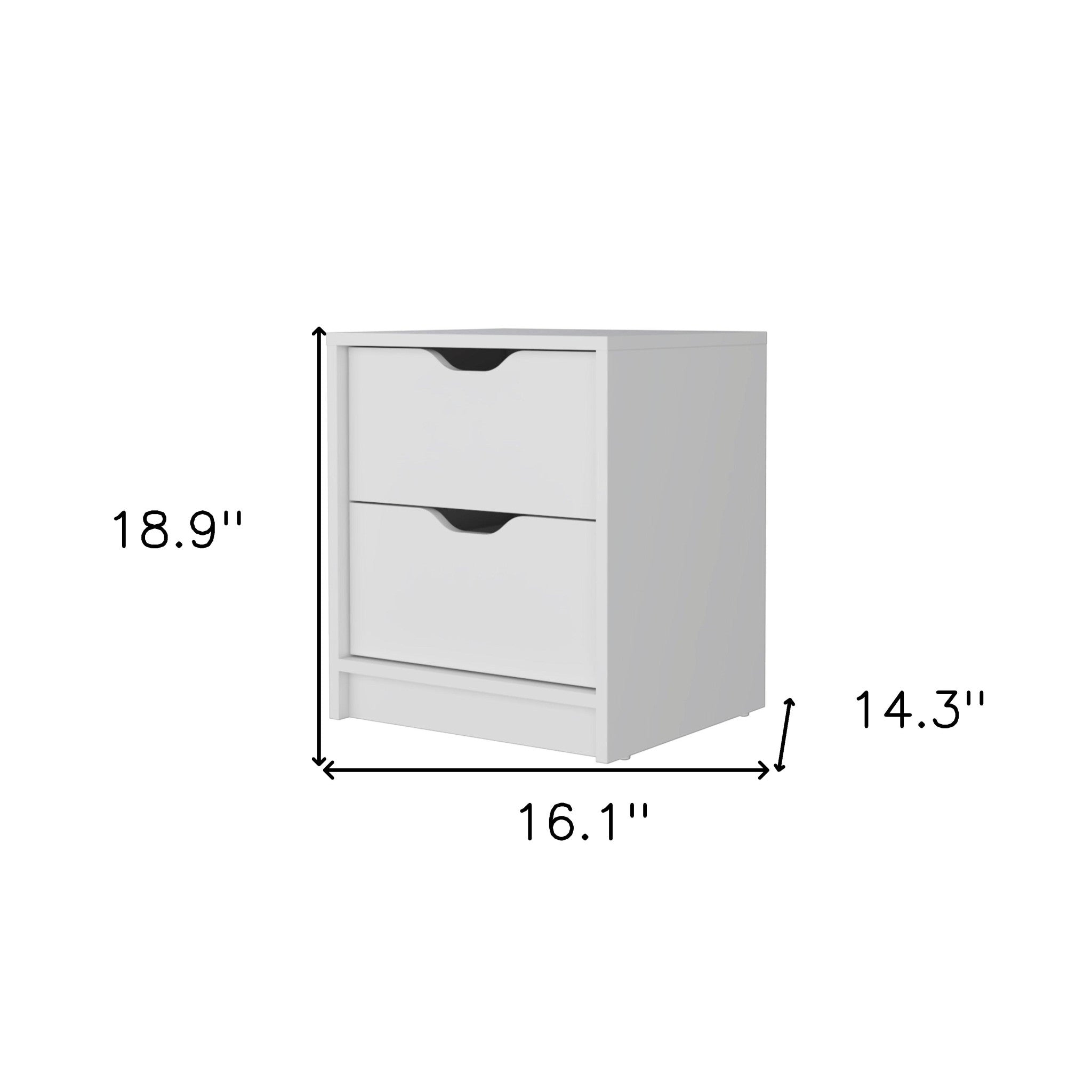 19 White Two Drawer Nightstand With Integrated Tech