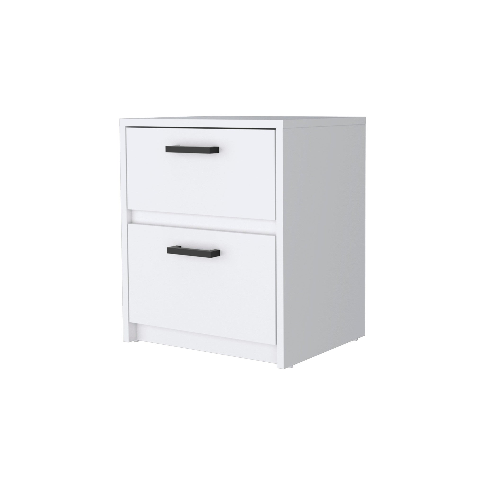 19 White Two Drawer Nightstand With Integrated Tech