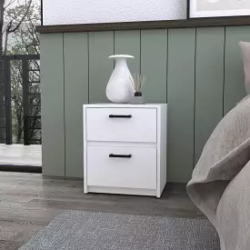 19 White Two Drawer Nightstand With Integrated Tech