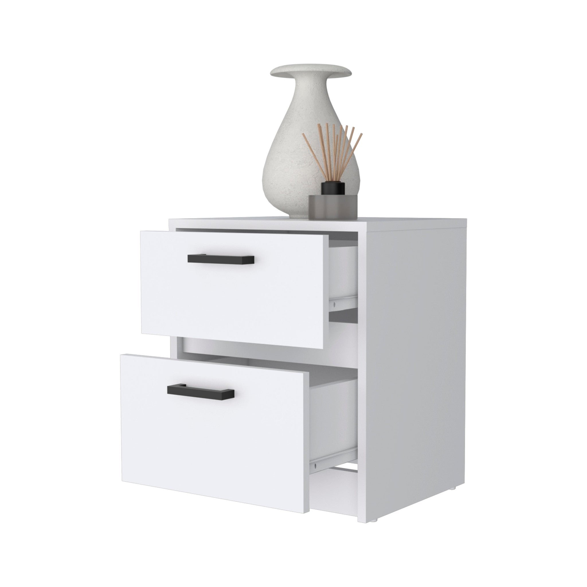 19 White Two Drawer Nightstand With Integrated Tech