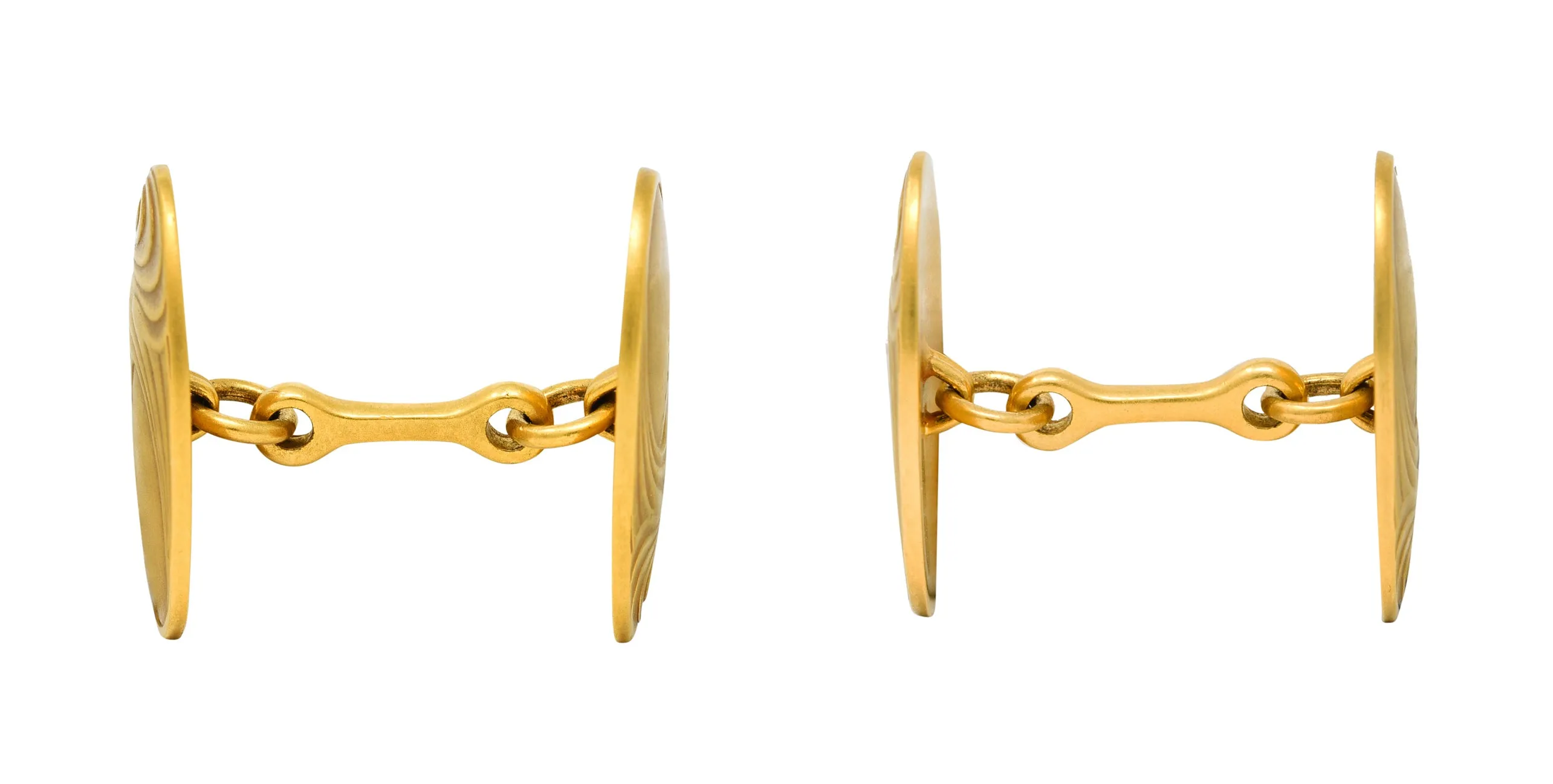 1905 Bippart & Co. 14 Karat Gold Moonlit Wave Men's Nouveau Cufflinks