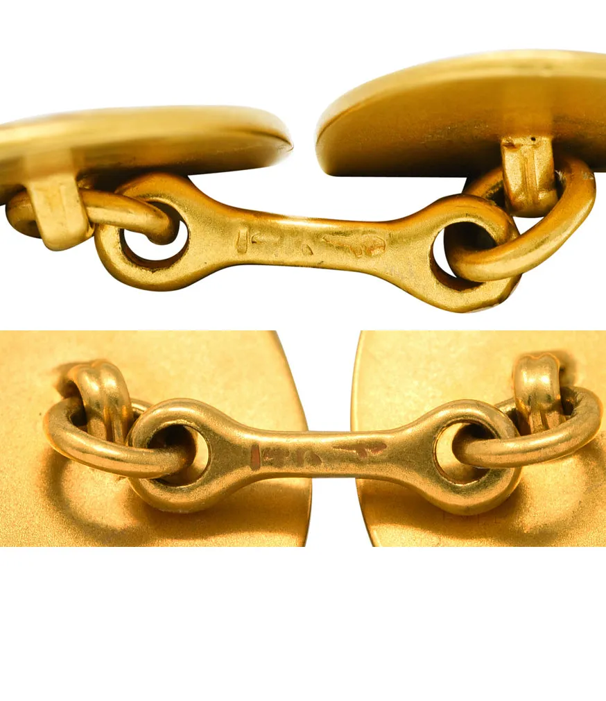 1905 Bippart & Co. 14 Karat Gold Moonlit Wave Men's Nouveau Cufflinks