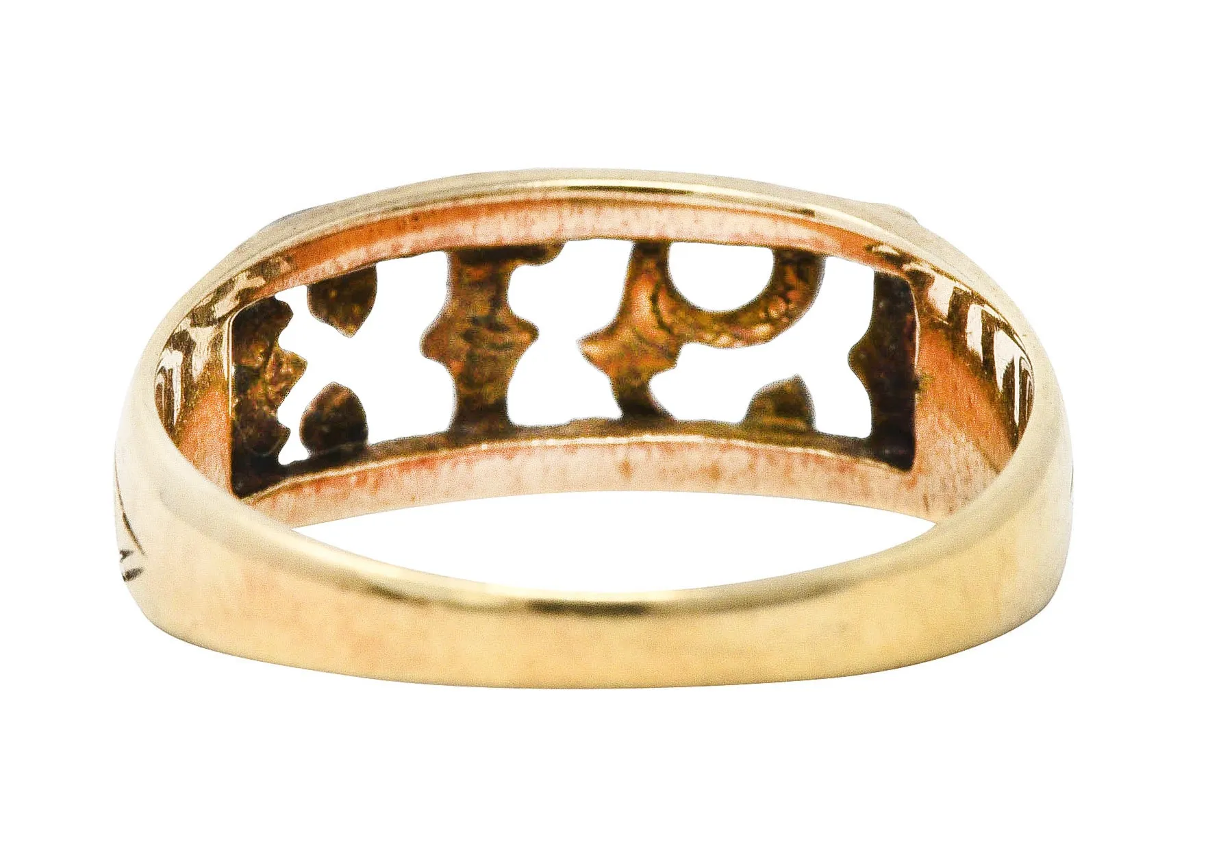 1913 Antique 14 Karat Yellow Gold Unisex Date Ring