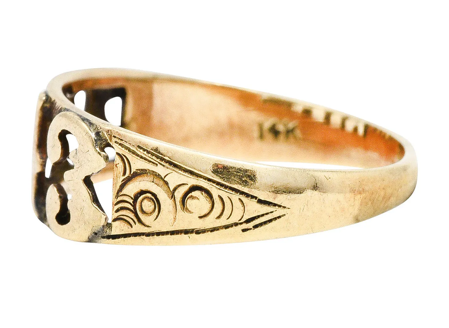 1913 Antique 14 Karat Yellow Gold Unisex Date Ring