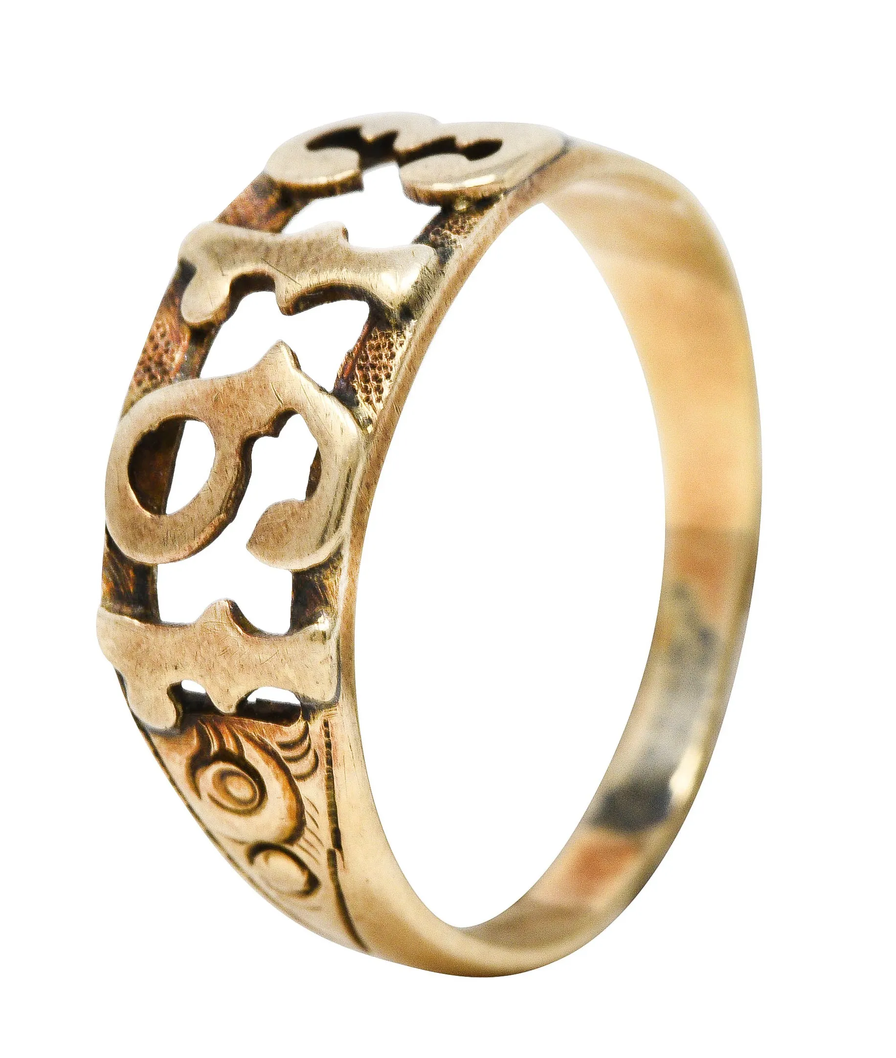 1913 Antique 14 Karat Yellow Gold Unisex Date Ring