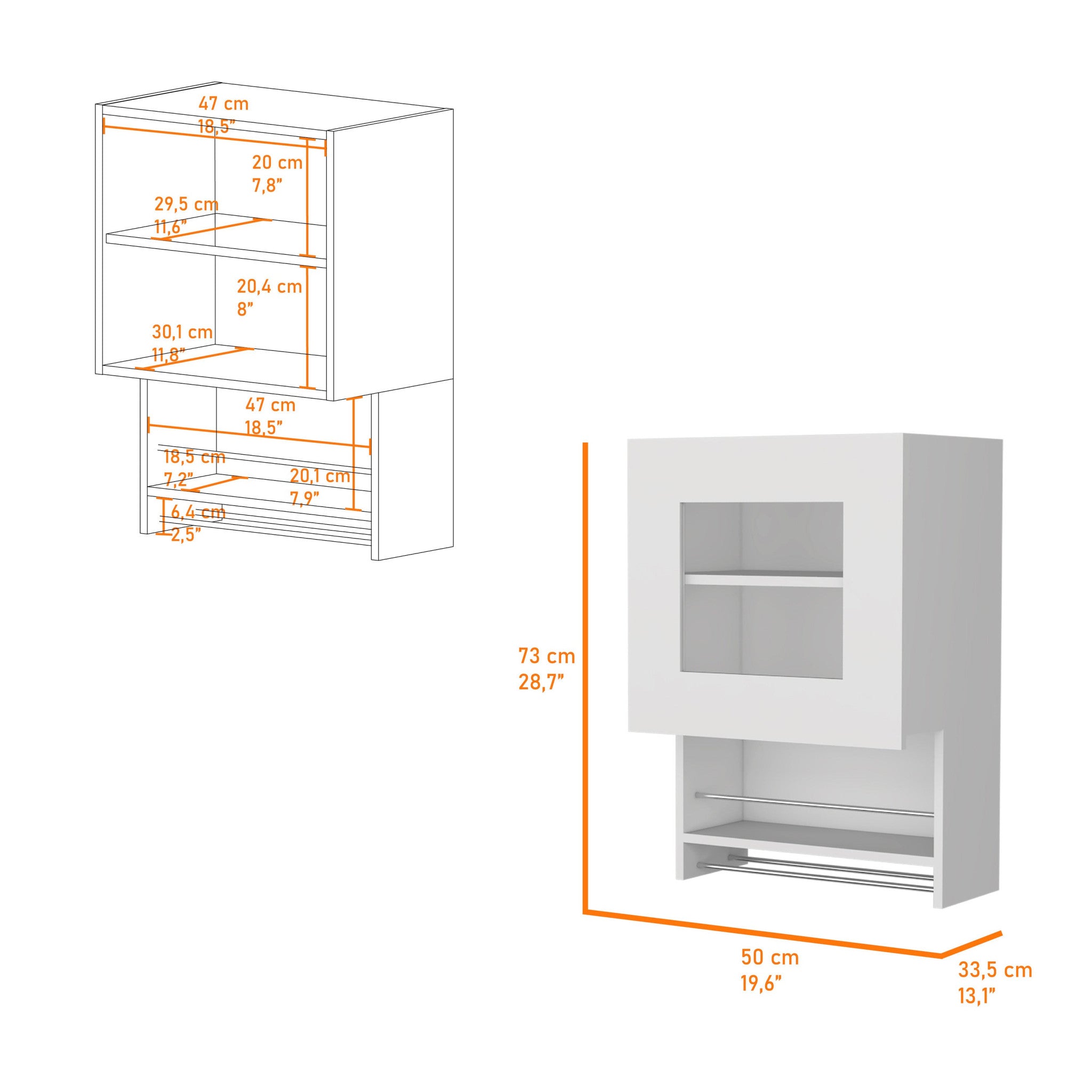 20 White Accent Cabinet With Two Shelves