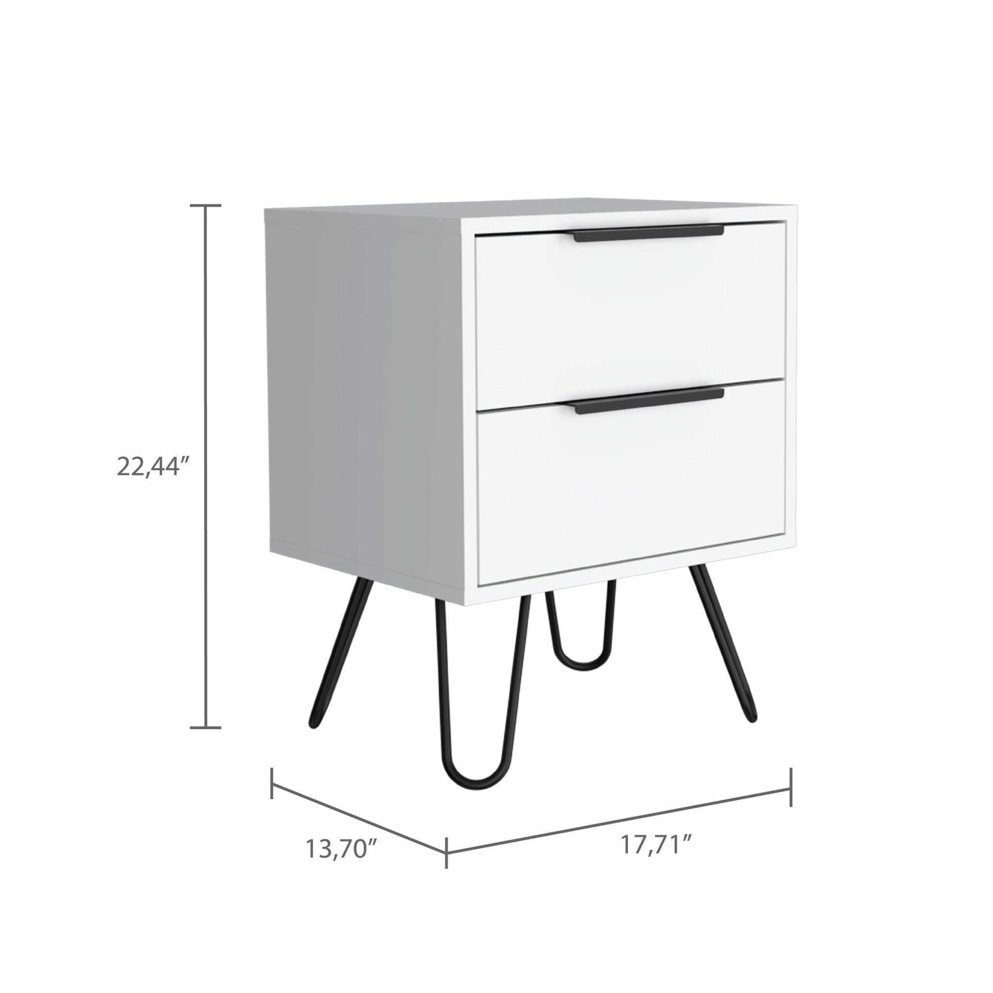 22 White Two Drawer Nightstand