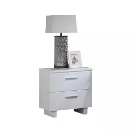 23 White Two Drawers Mirrored Nightstand