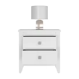 24 White Two Drawer Nightstand