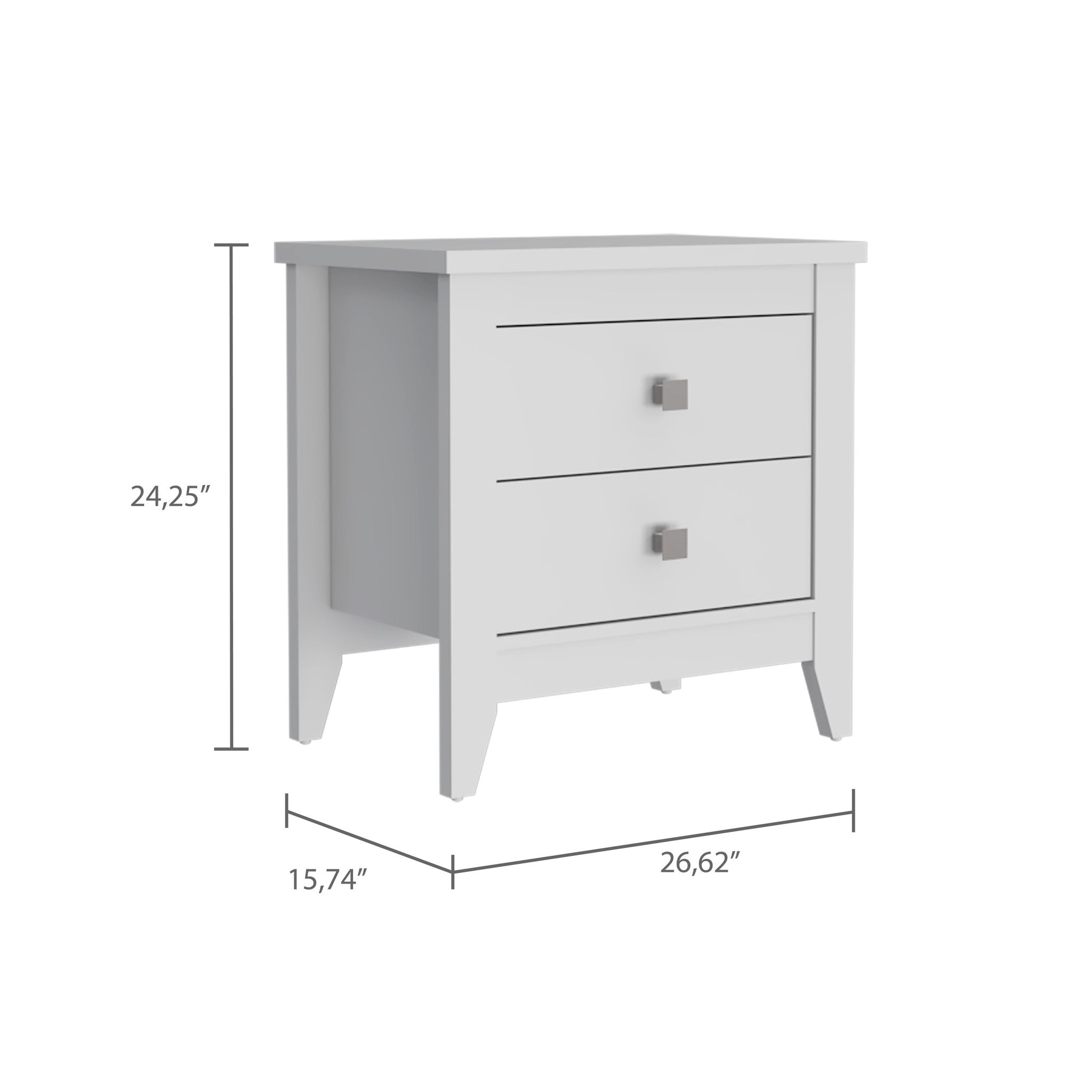 24 White Two Drawer Nightstand