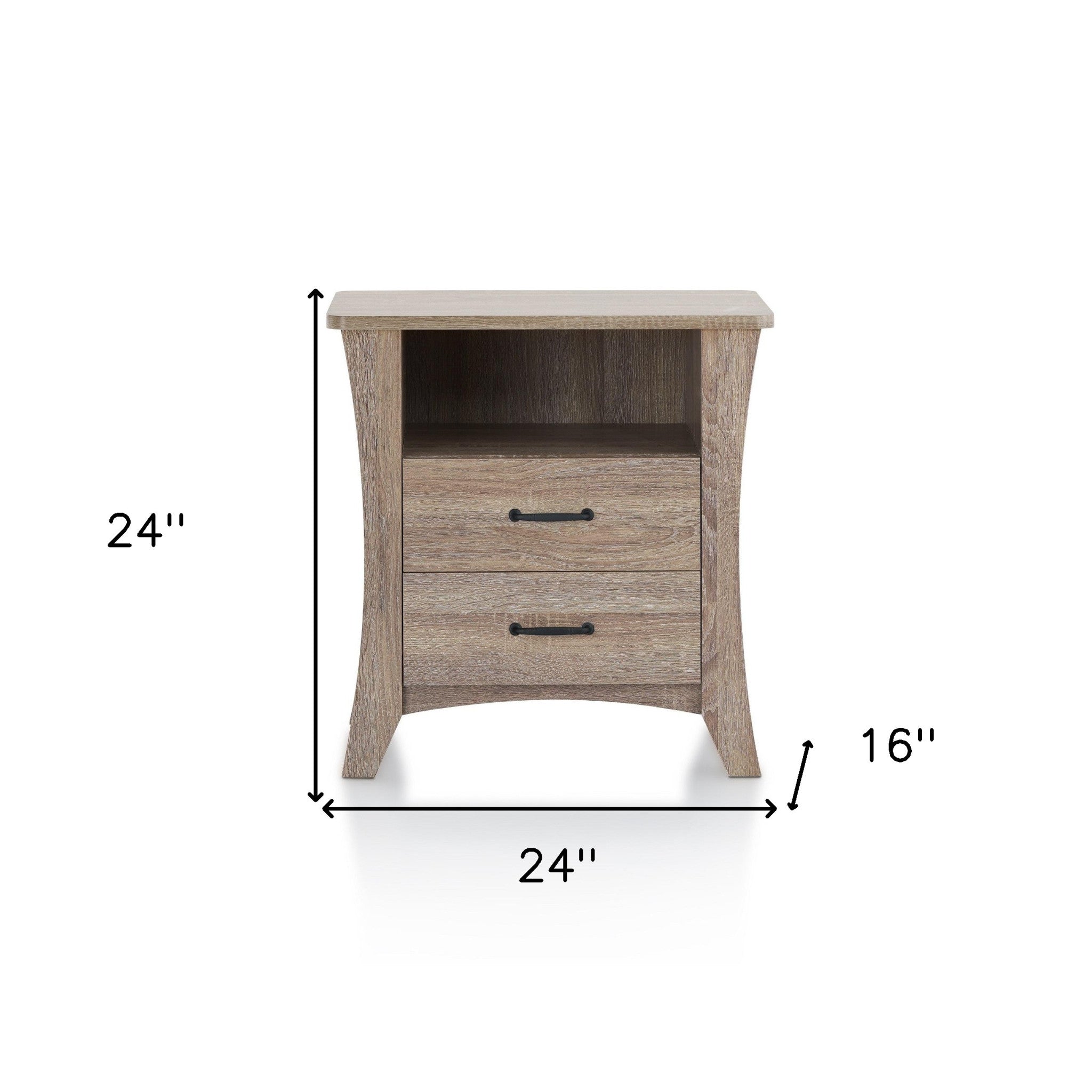 25 White Two Drawers Nightstand