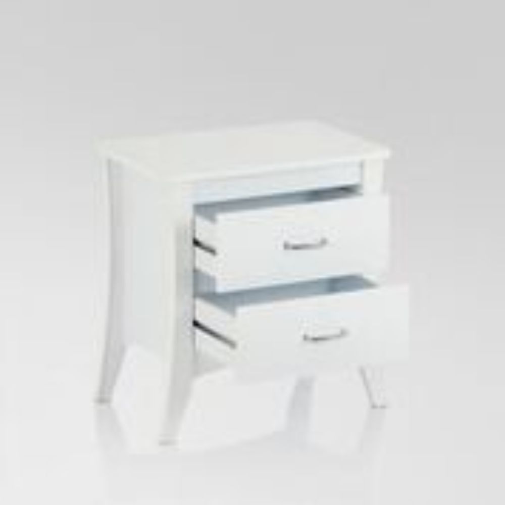 25 White Two Drawers Nightstand