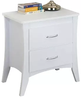 25 White Two Drawers Nightstand