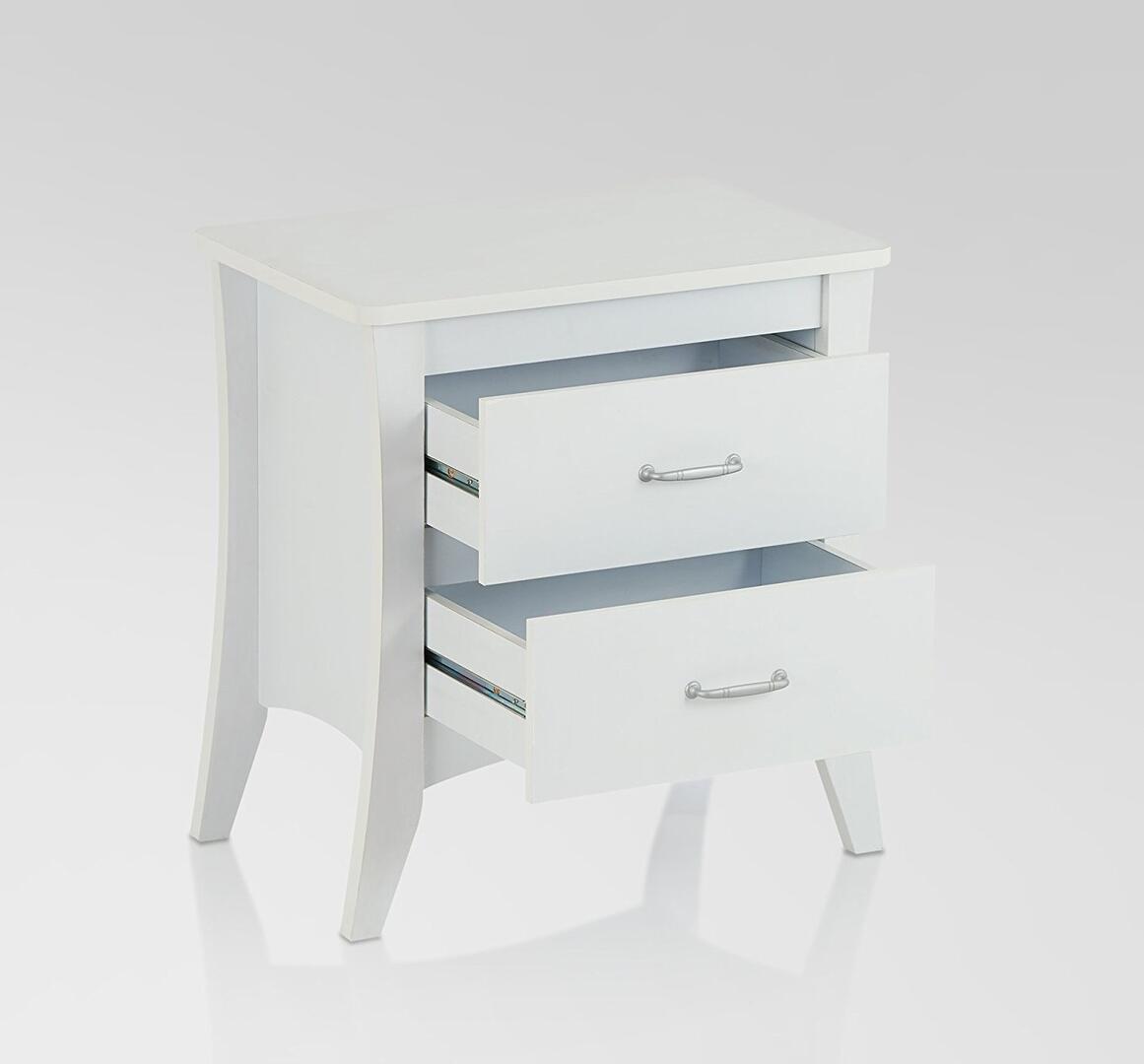 25 White Two Drawers Nightstand