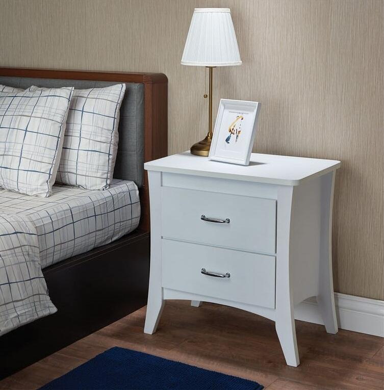 25 White Two Drawers Nightstand