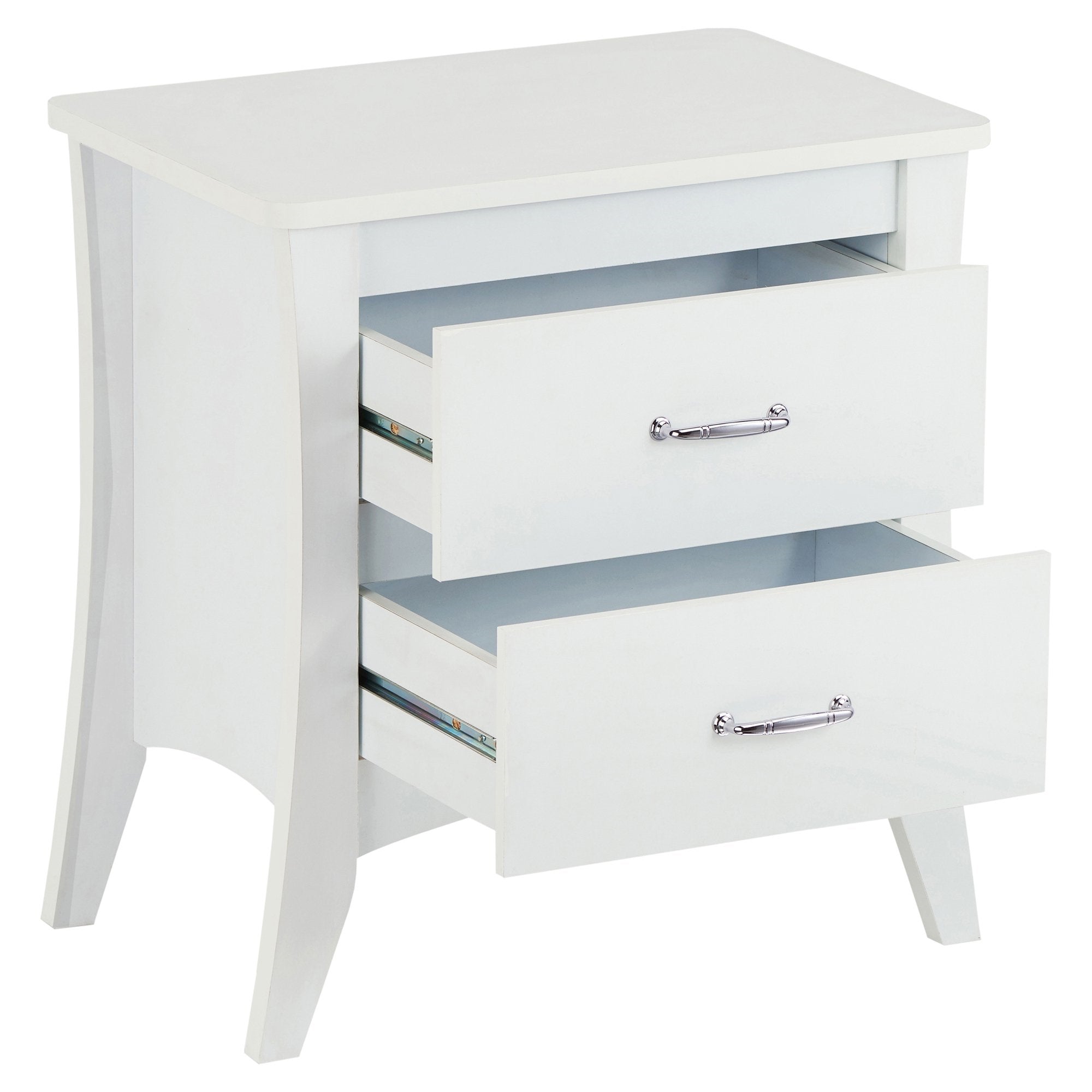 25 White Two Drawers Nightstand