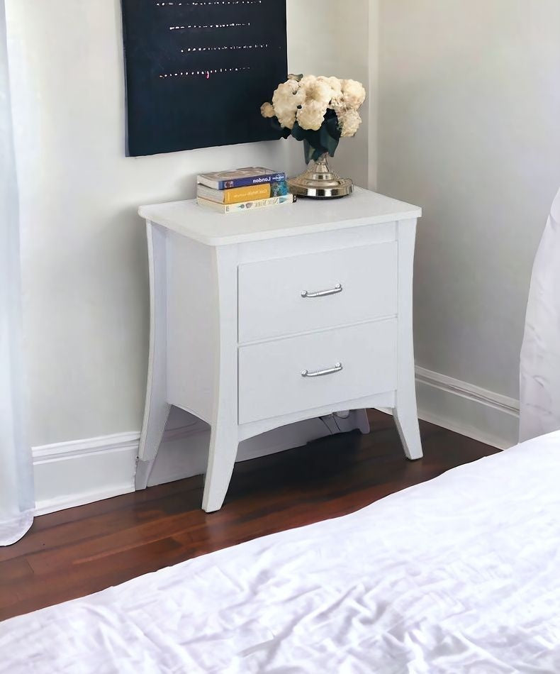 25 White Two Drawers Nightstand