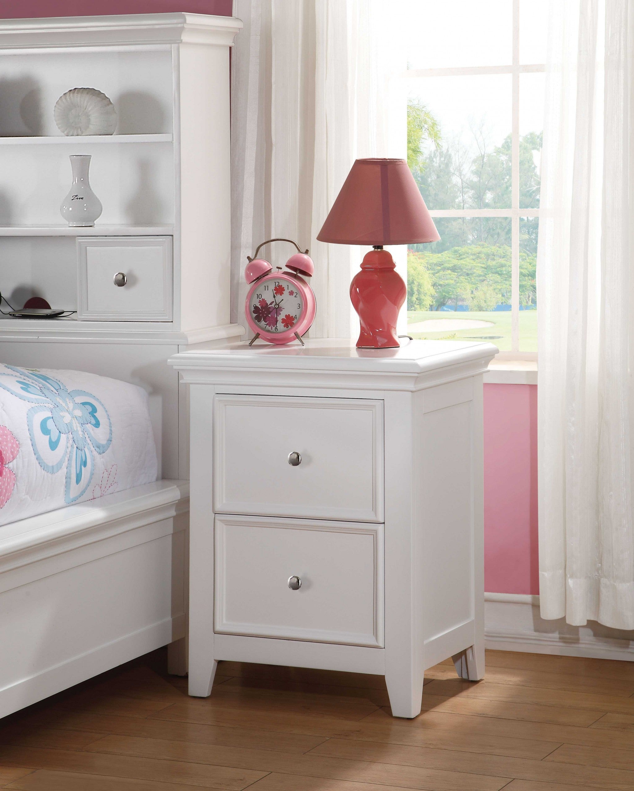 27 White Two Drawers Nightstand