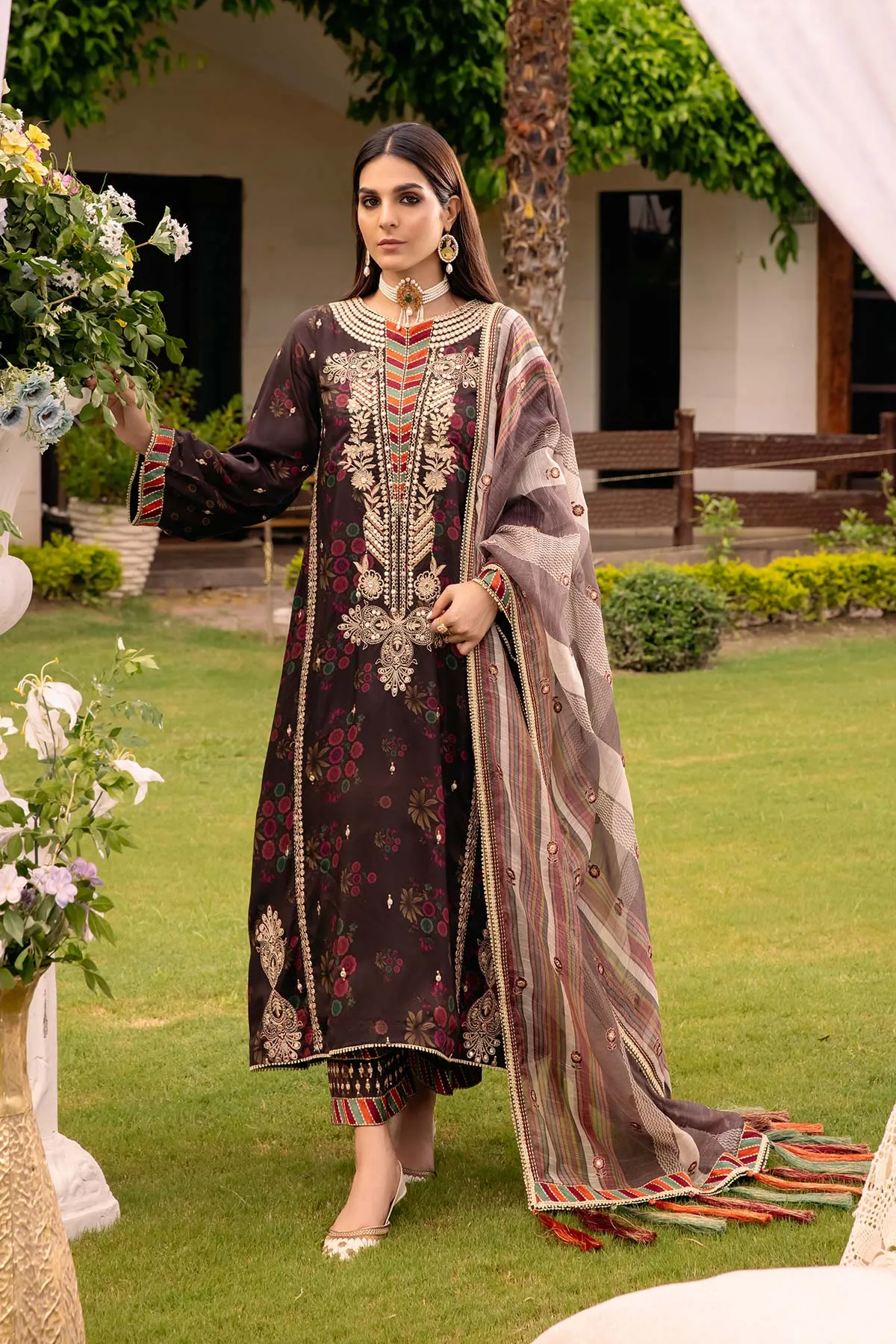 3-Pc Charizma Unstitched Embroidered Swiss Lawn With Chiffon Dupatta CSM-3-04