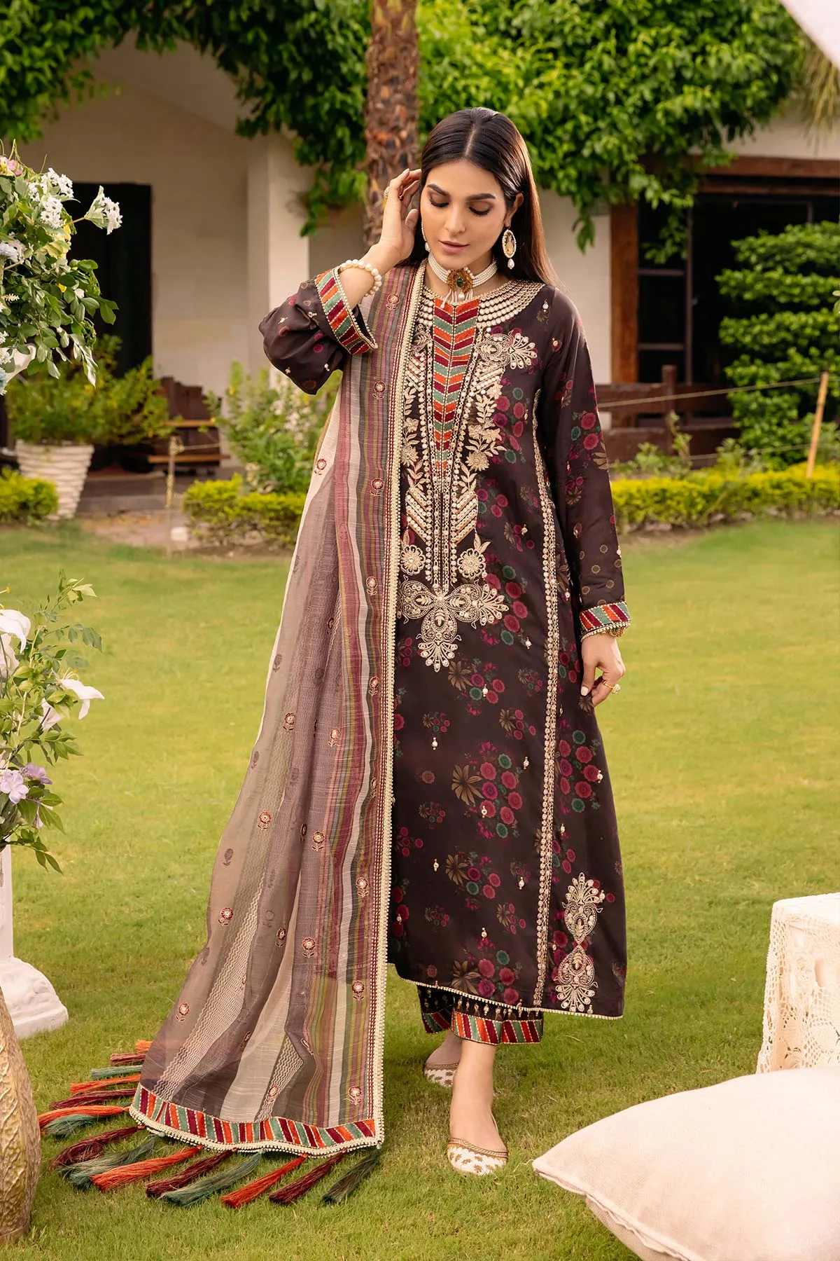 3-Pc Charizma Unstitched Embroidered Swiss Lawn With Chiffon Dupatta CSM-3-04