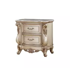 32 Antiqued White Two Drawers Mirrored Nightstand