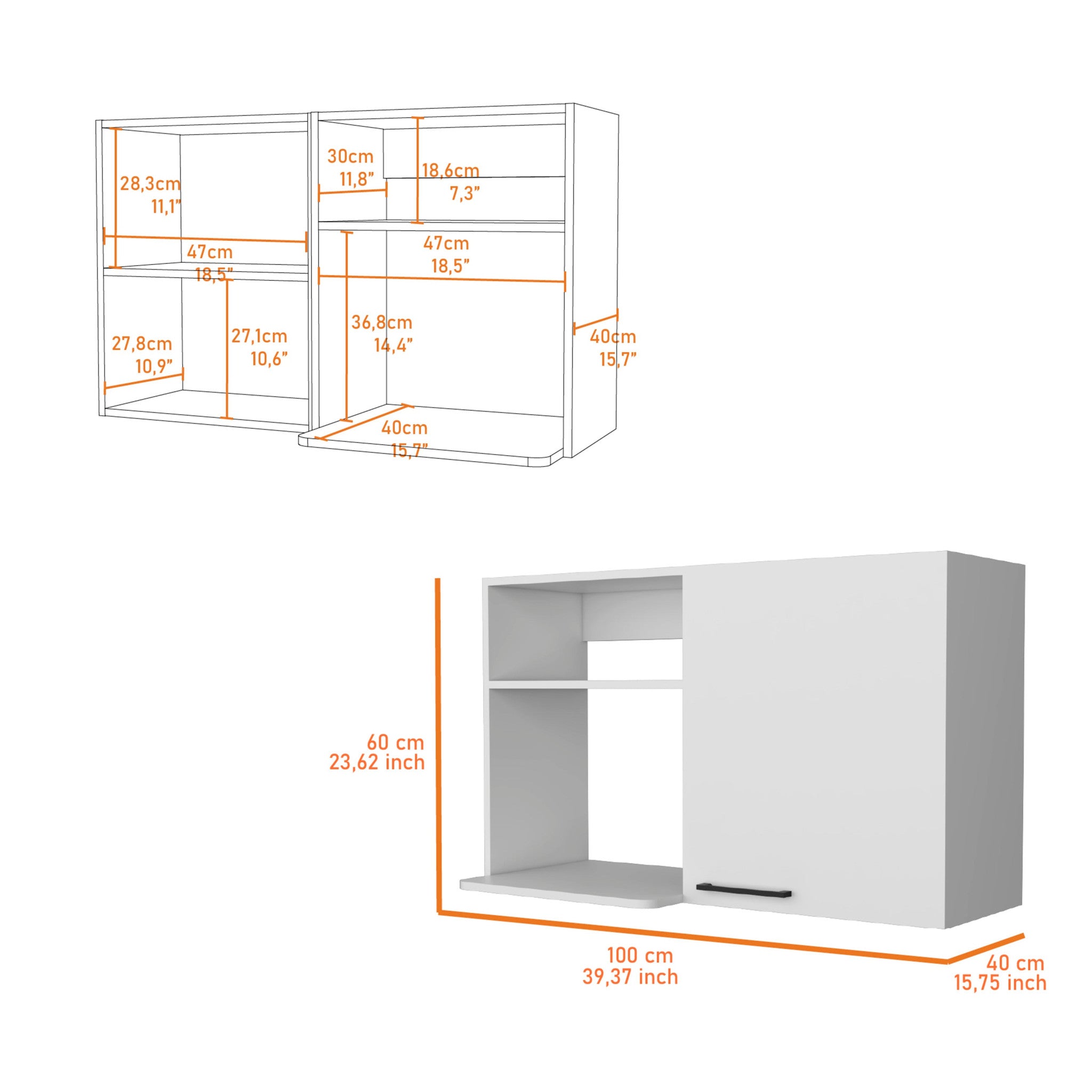 39 White Accent Cabinet With Two Shelves