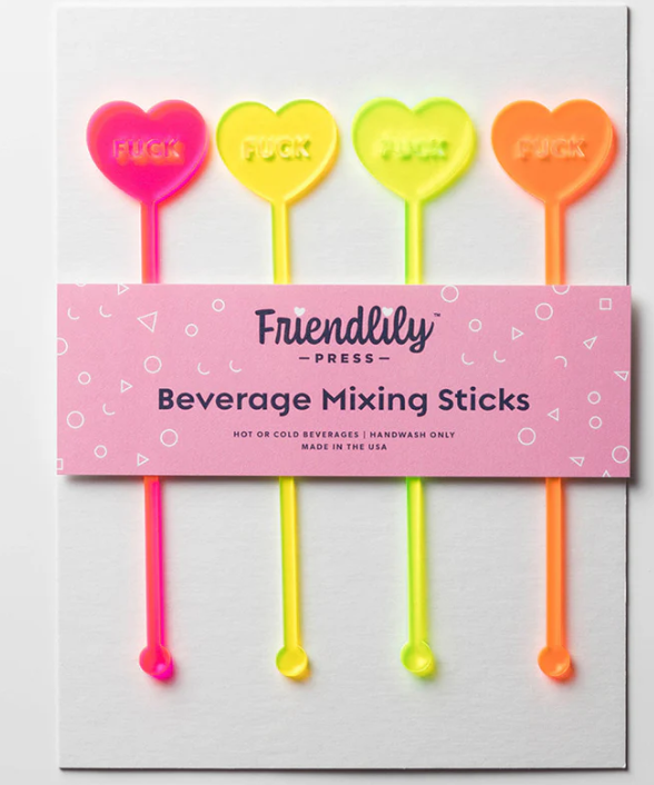 4-Piece Drink Stirrer Set - F*ck Hearts