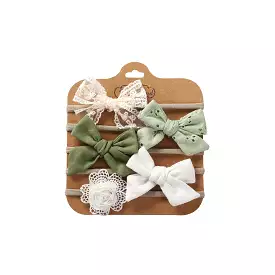 5-Piece Assorted Bow Headband Set in Shadow Sage