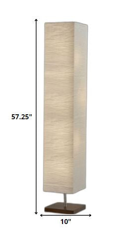 57 Two Light Column Floor Lamp With White Rectangular Shade