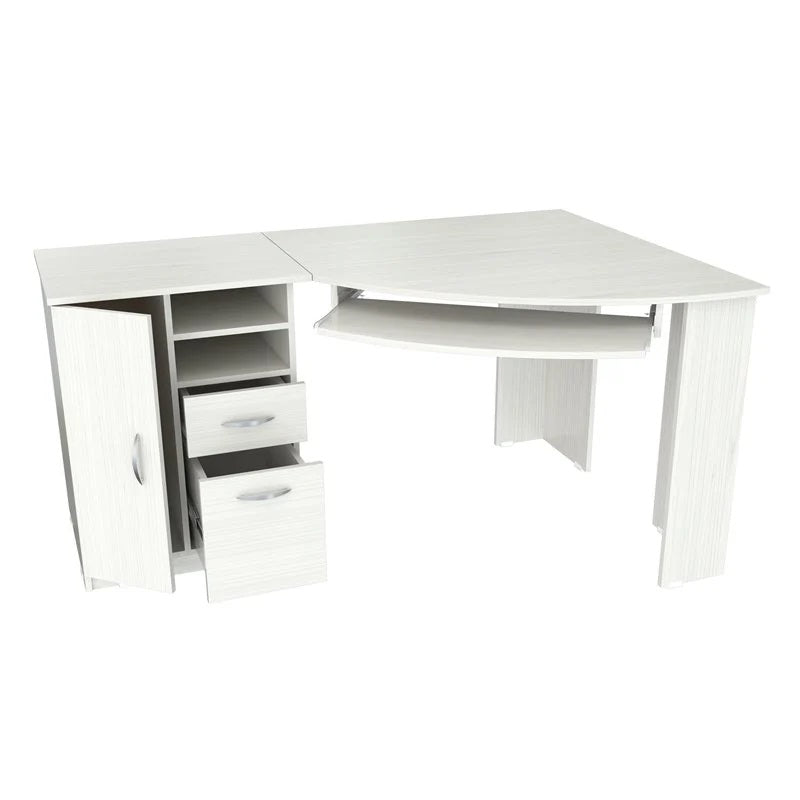 59 White Mirrored Computer Desk With Two Drawers