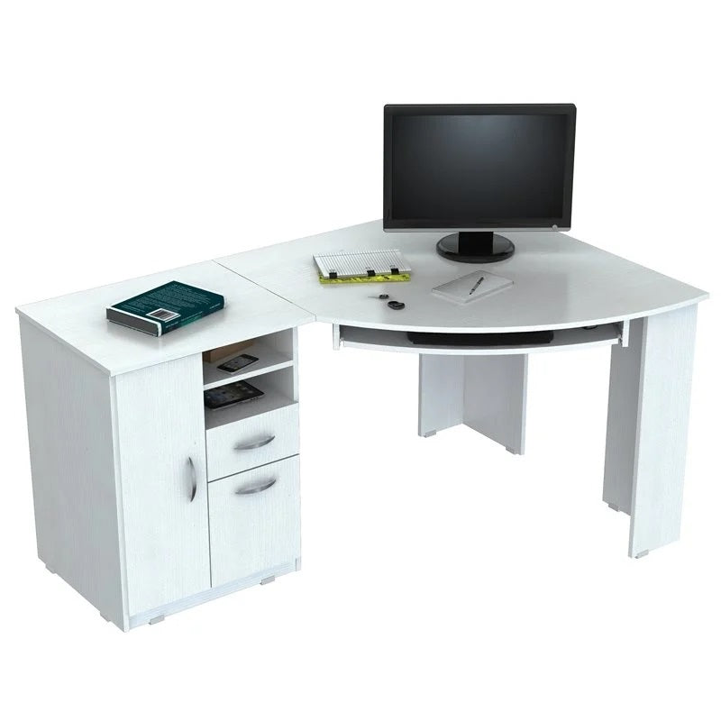 59 White Mirrored Computer Desk With Two Drawers