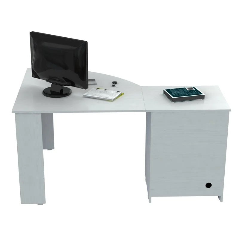 59 White Mirrored Computer Desk With Two Drawers