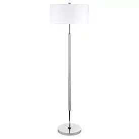 61 Nickel Two Light Floor Lamp With White Frosted Glass Drum Shade