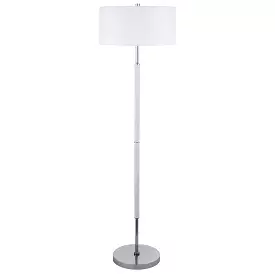 61 Nickel Two Light Floor Lamp With White Frosted Glass Drum Shade