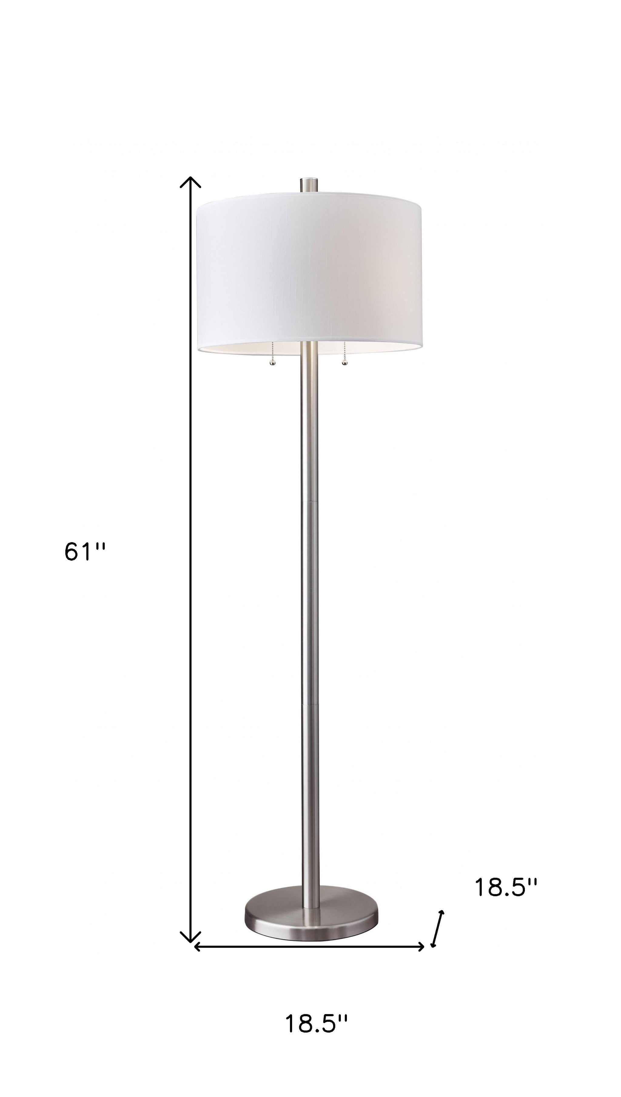 61 Two Light Traditional Shaped Floor Lamp With White Drum Shade