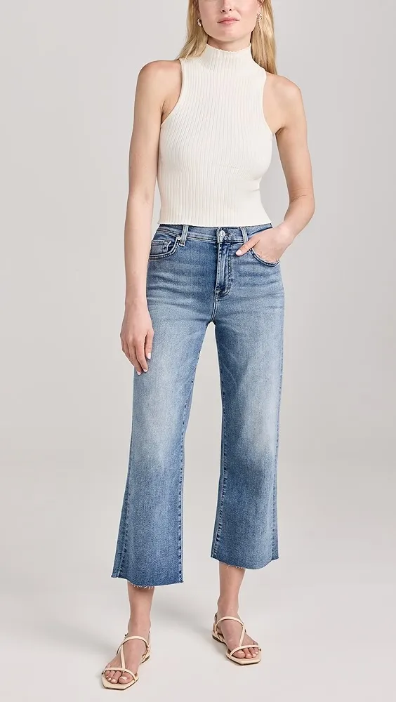 7 For All Mankind   Cropped Alexa Raw Cut Hem Jeans 