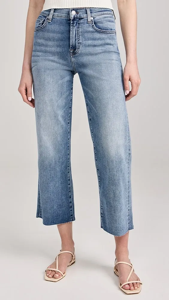 7 For All Mankind   Cropped Alexa Raw Cut Hem Jeans 