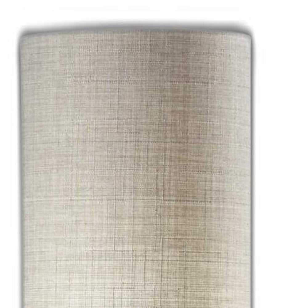 70 Brass Two Light Novelty Floor Lamp With White Drum Shade