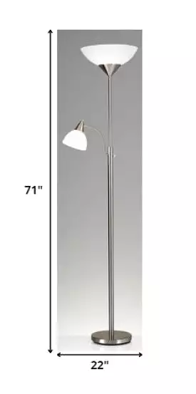 71 Two Light Novelty Floor Lamp With White Bowl Shade