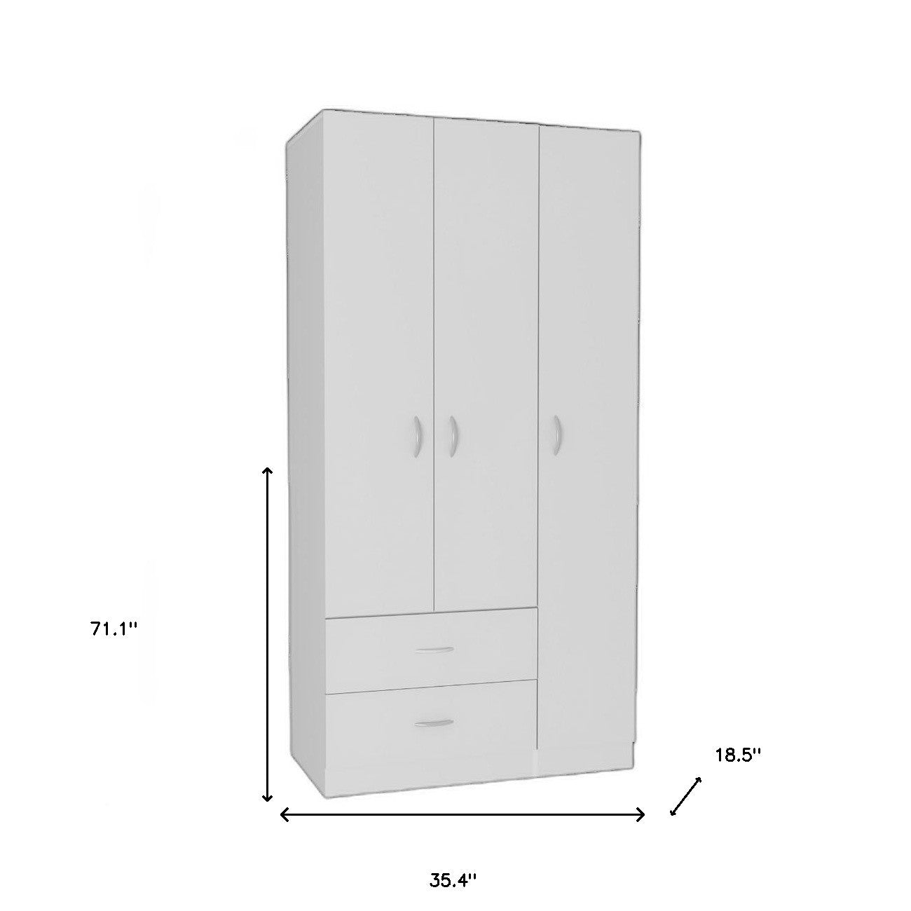 71 White Manufactured Wood Two Drawer Combo Dresser