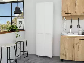 78 Modern White Pantry Cabinet with Two Full Size Doors