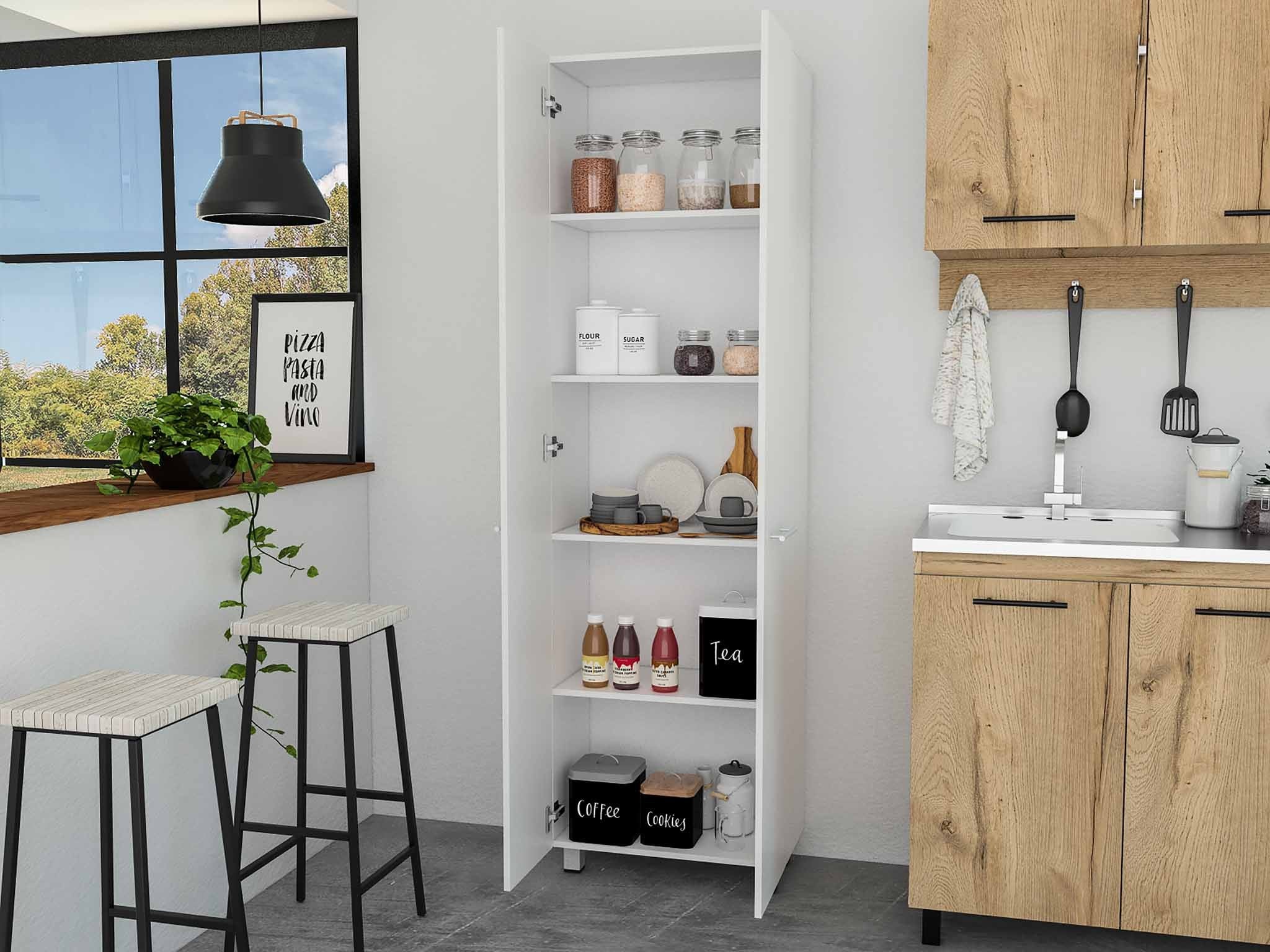 78 Modern White Pantry Cabinet with Two Full Size Doors