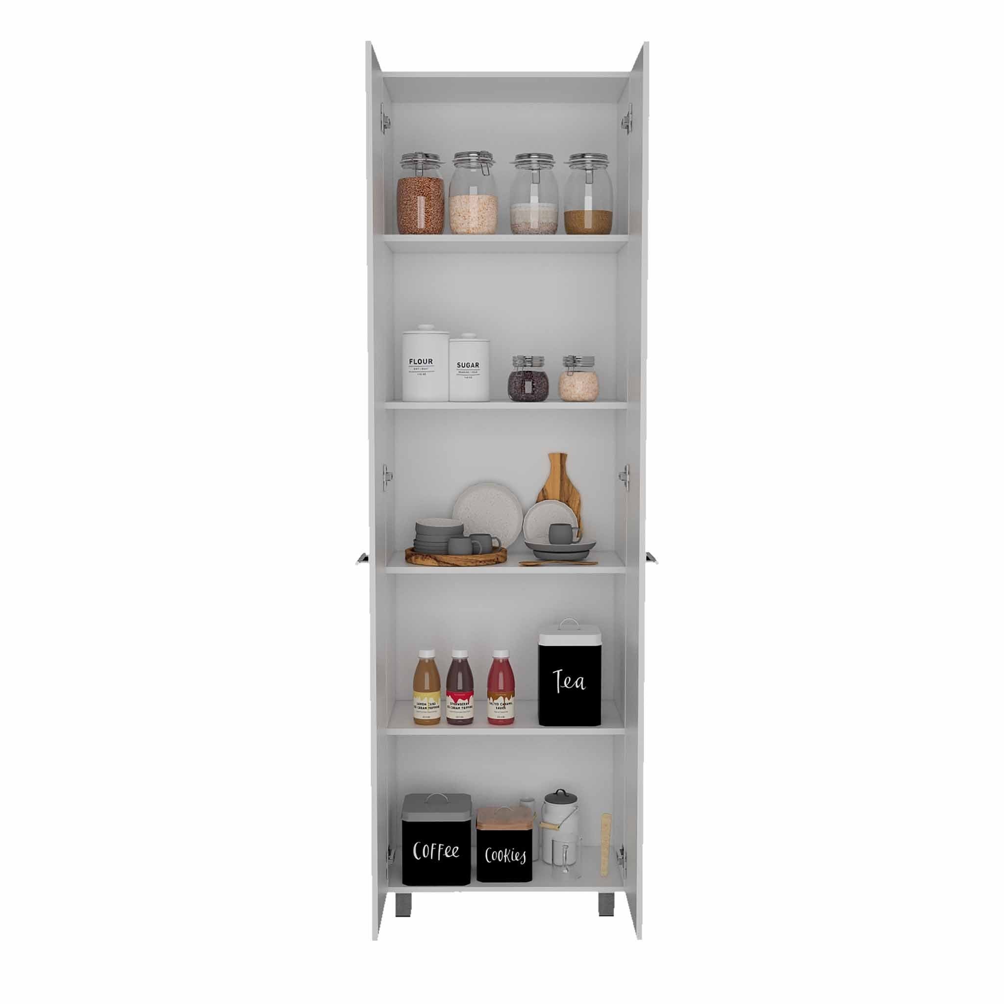 78 Modern White Pantry Cabinet with Two Full Size Doors