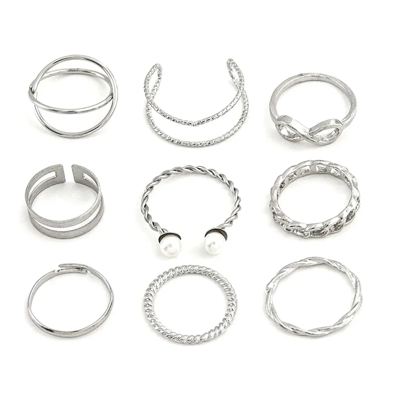 9 Pieces Vintage Stackable Midi Rings Set S 4471234