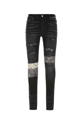 Amiri Bandana-Print Distressed Low-Rise Jeans