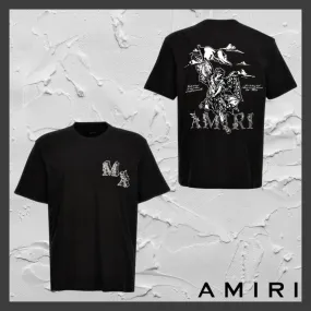 AMIRI  |Crew Neck Street Style Cotton Short Sleeves Logo