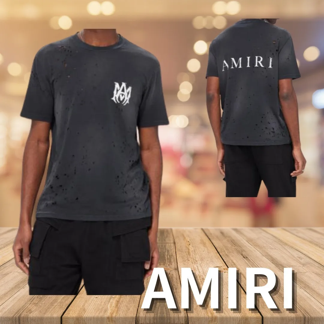 AMIRI  |Crew Neck Unisex Street Style Cotton Short Sleeves Logo